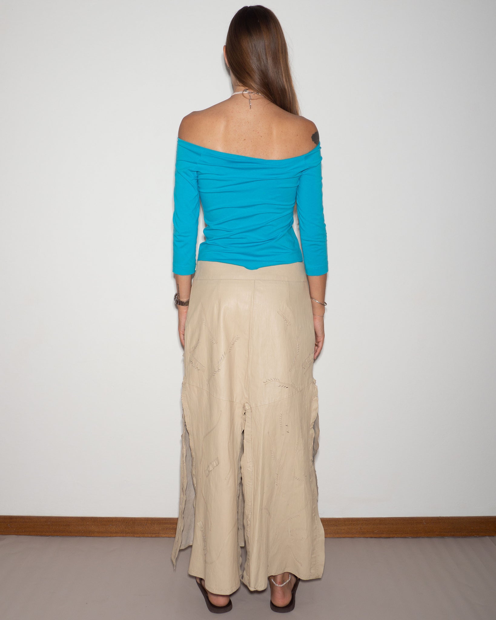 Beige Leather Skirt