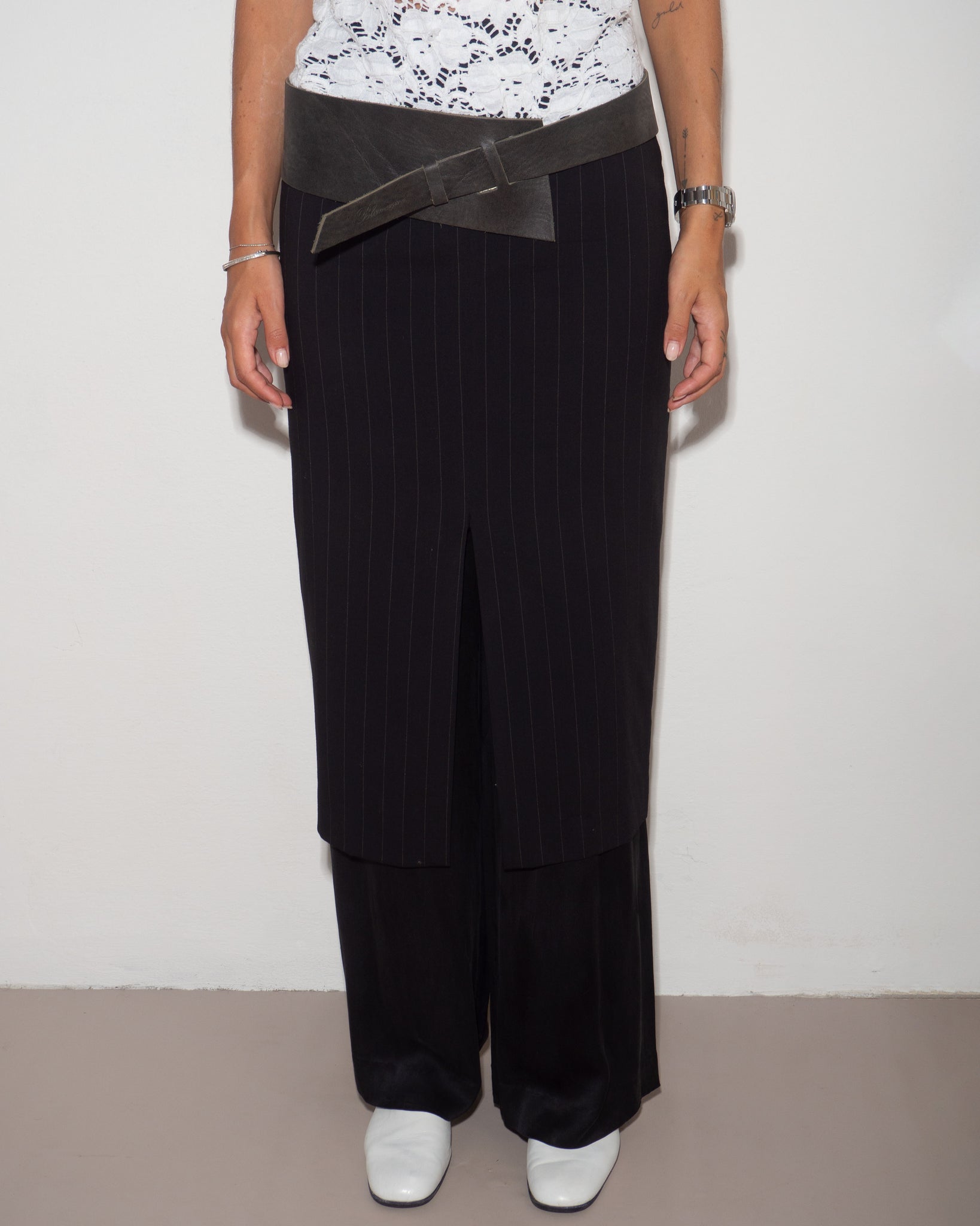 Pinstripe Midi Skirt