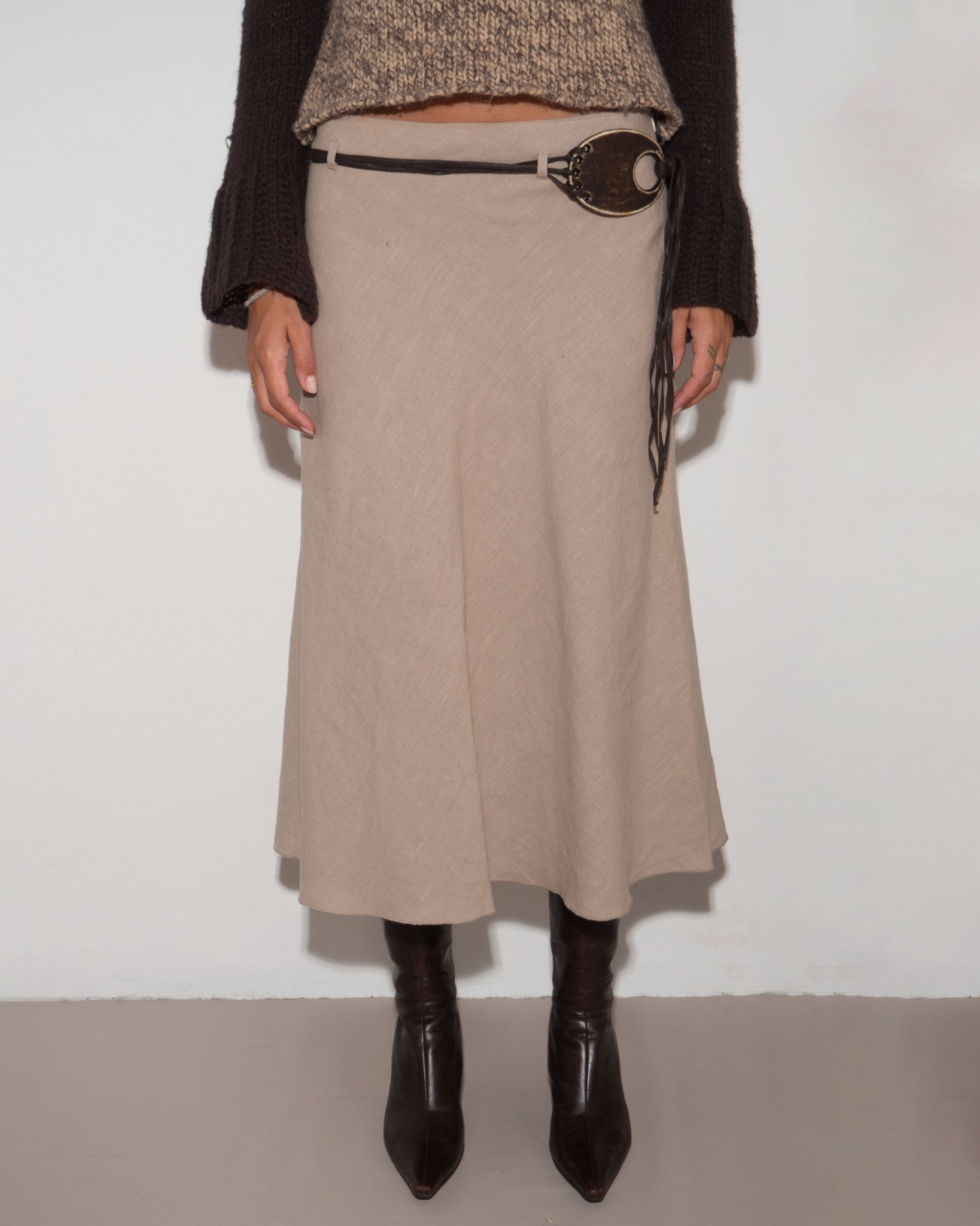 Linen Beige Skirt (inc. belt)