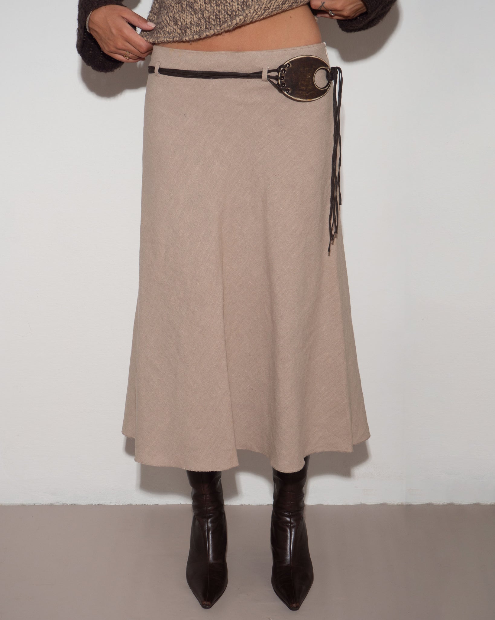Linen Beige Skirt (inc. belt)