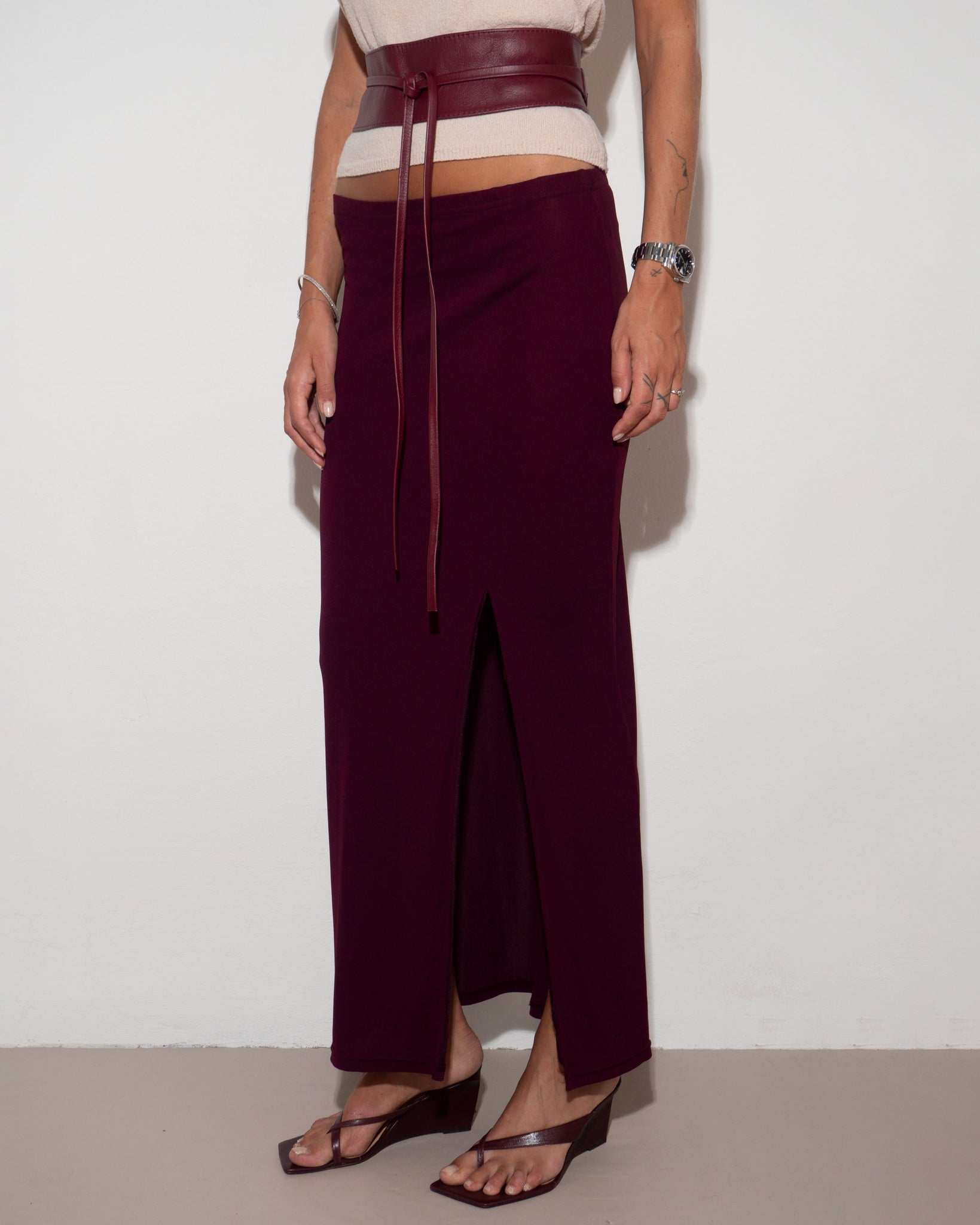Burgundy Leather Belt
