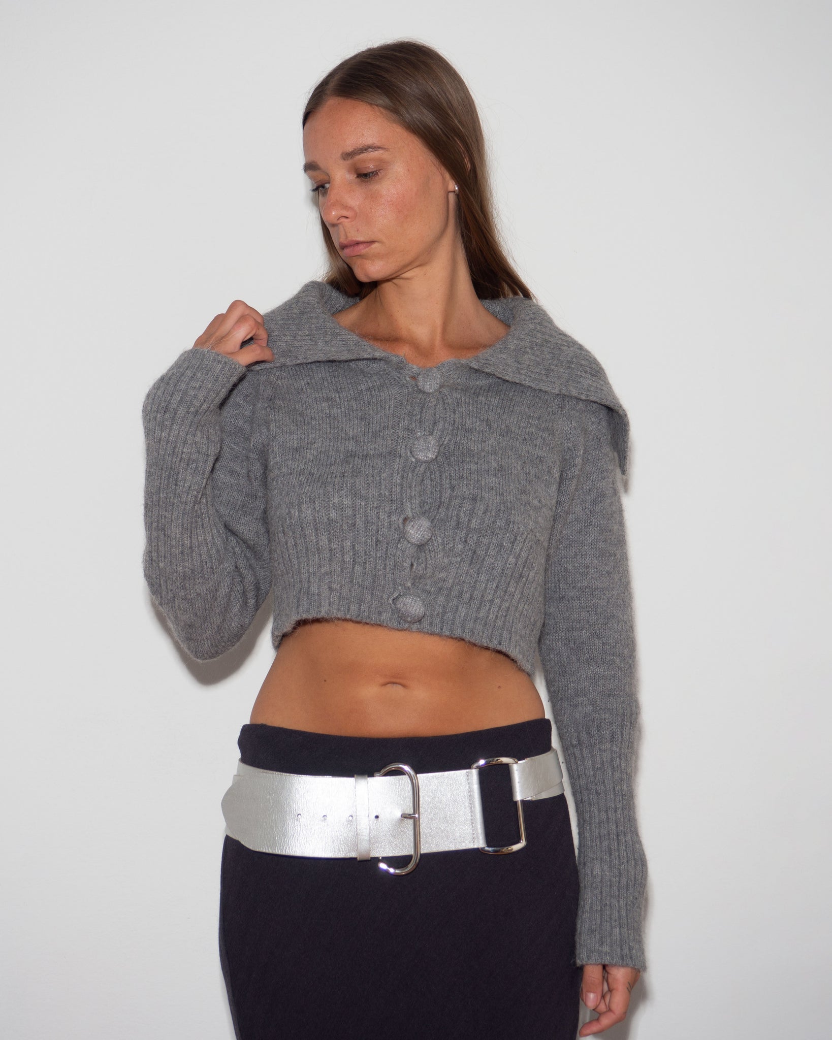 Cropped Alpaca Cardigan