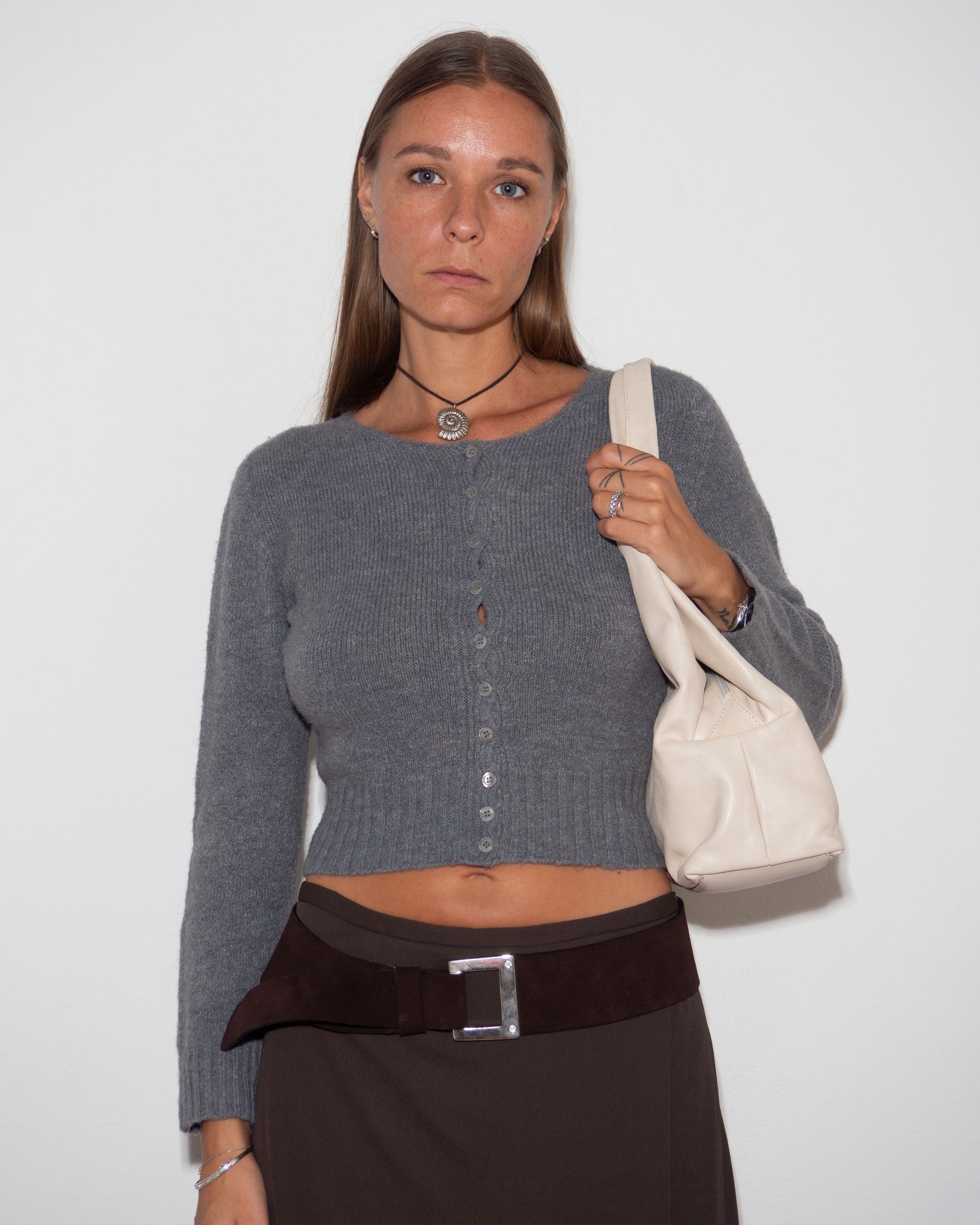 Gray Knitted Cardigan
