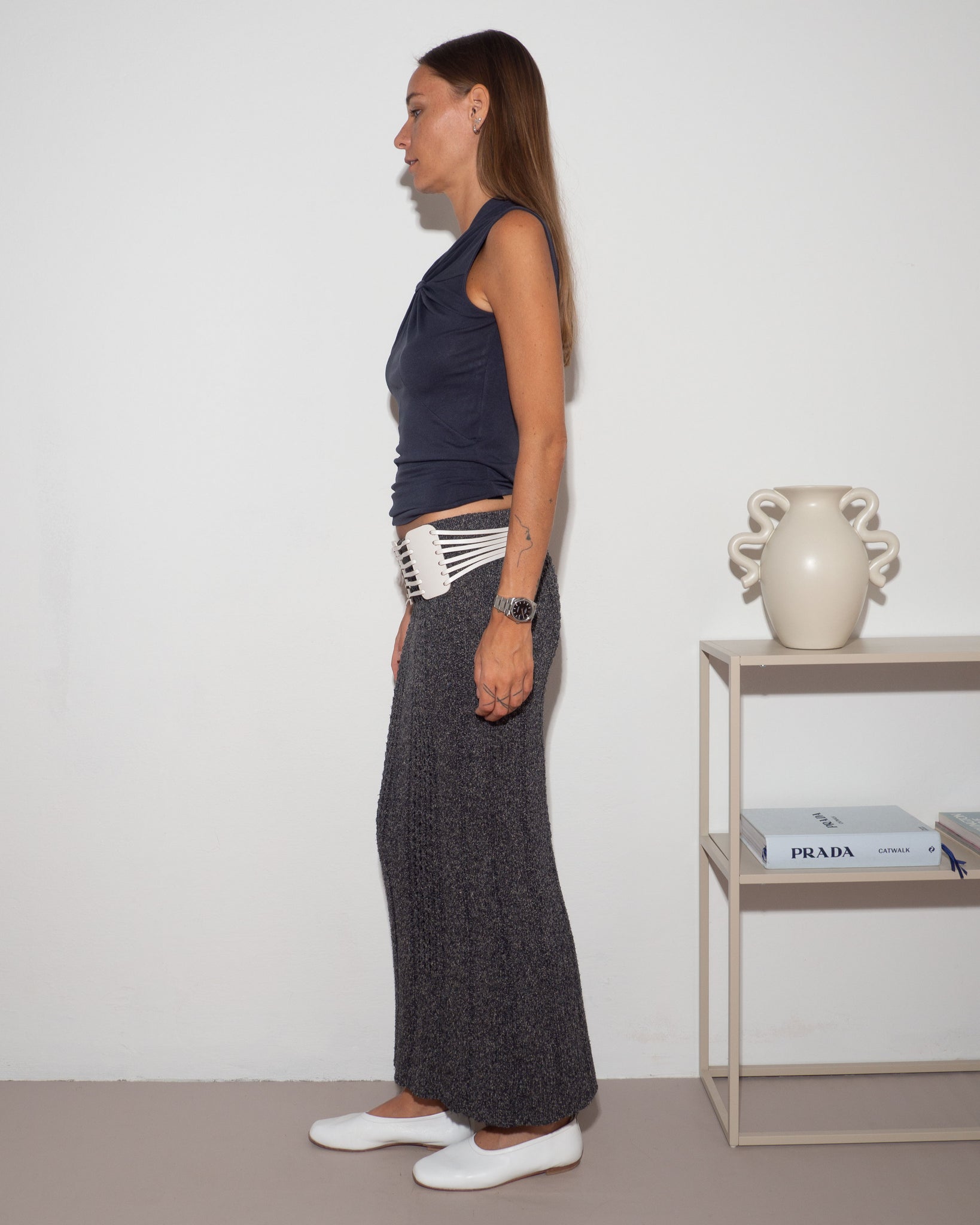 White Leather Belt