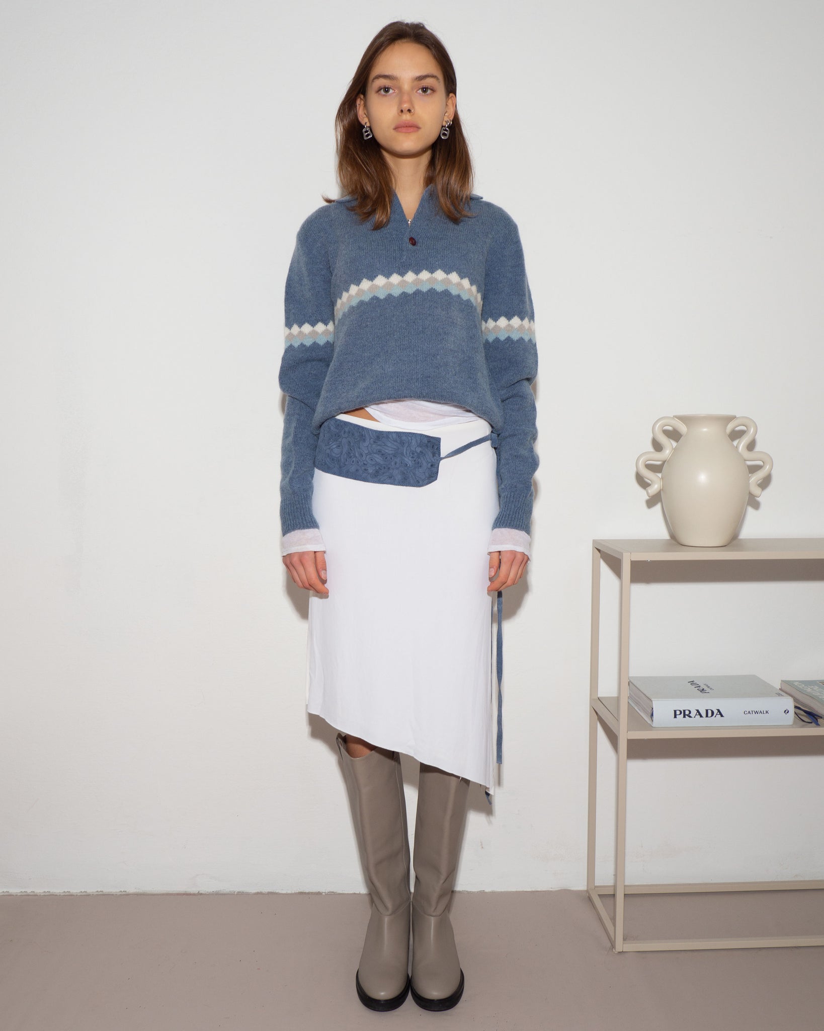 White Asymmetric Skirt