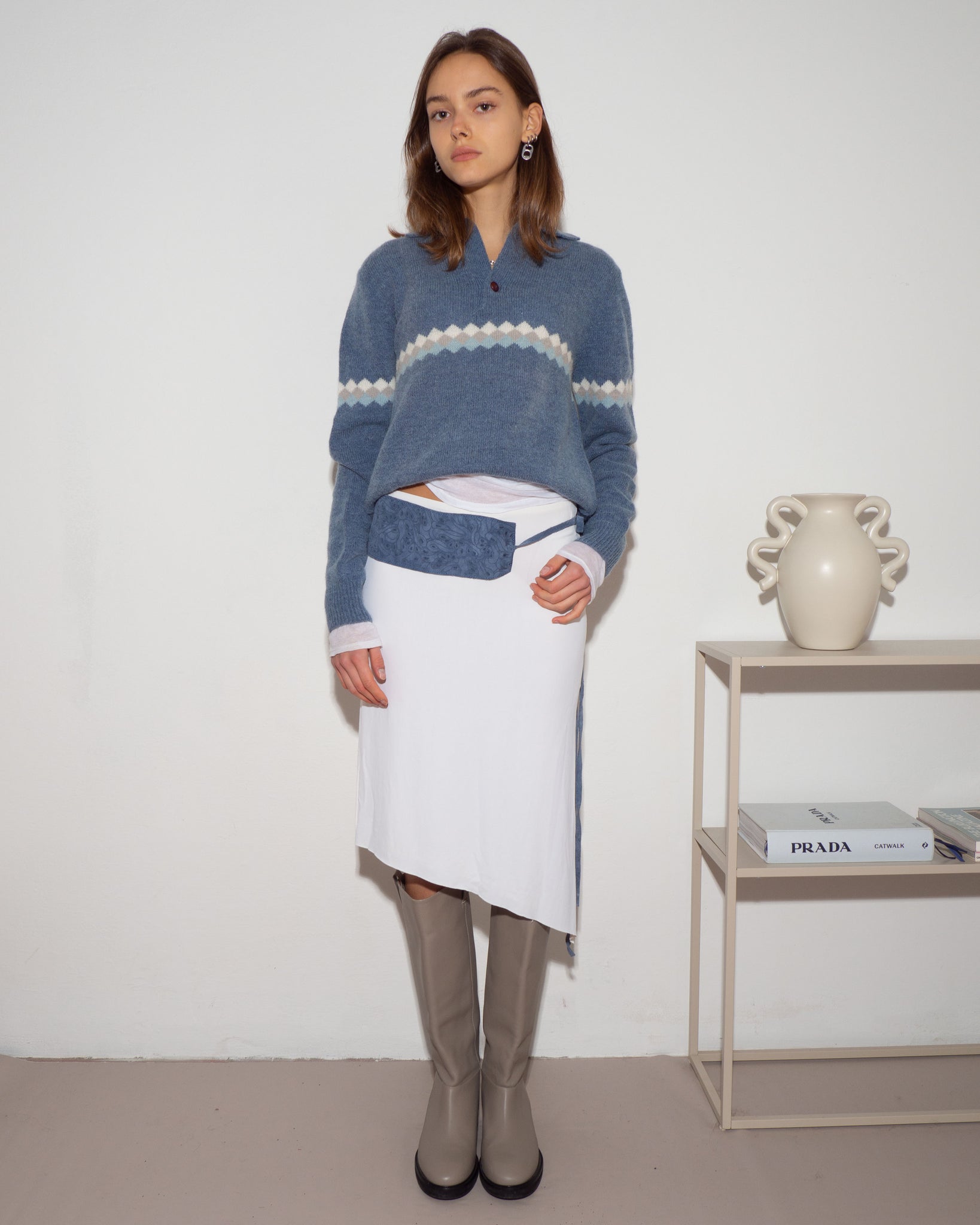 White Asymmetric Skirt