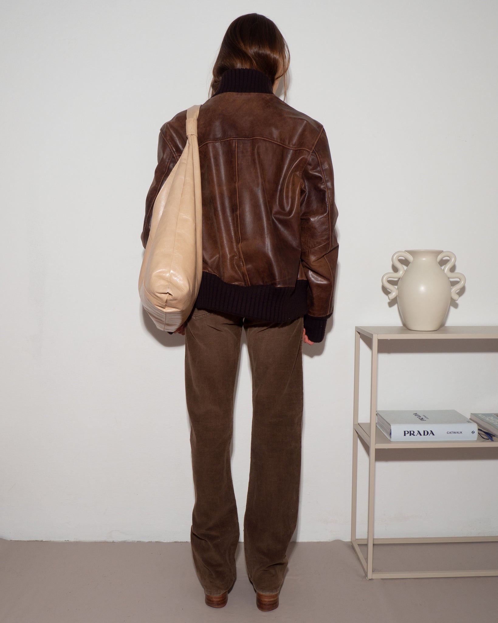 Brown Leather Bomber