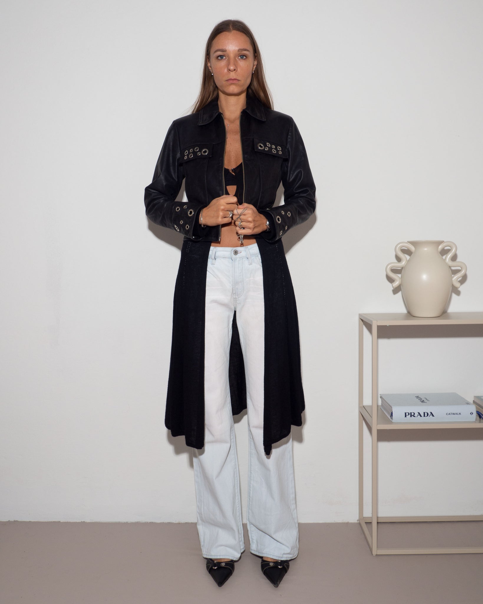 Leather Eyelet Jacket