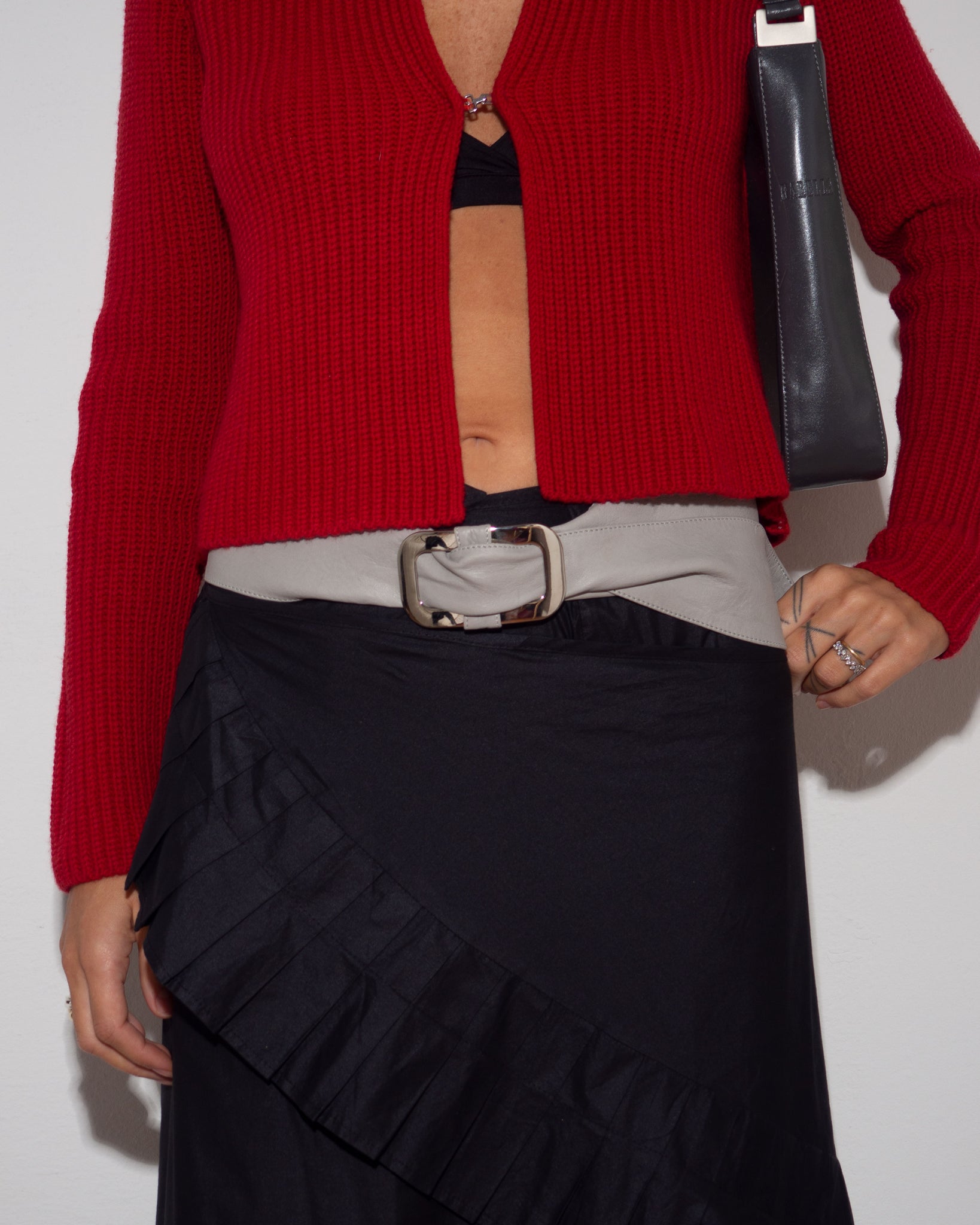 Gray Leather Belt
