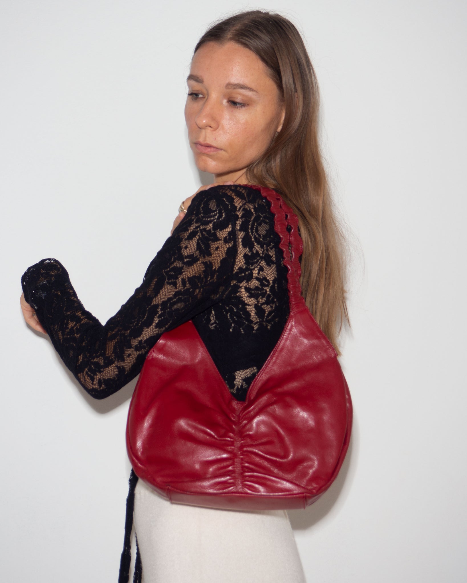 Gathered Leather Bag