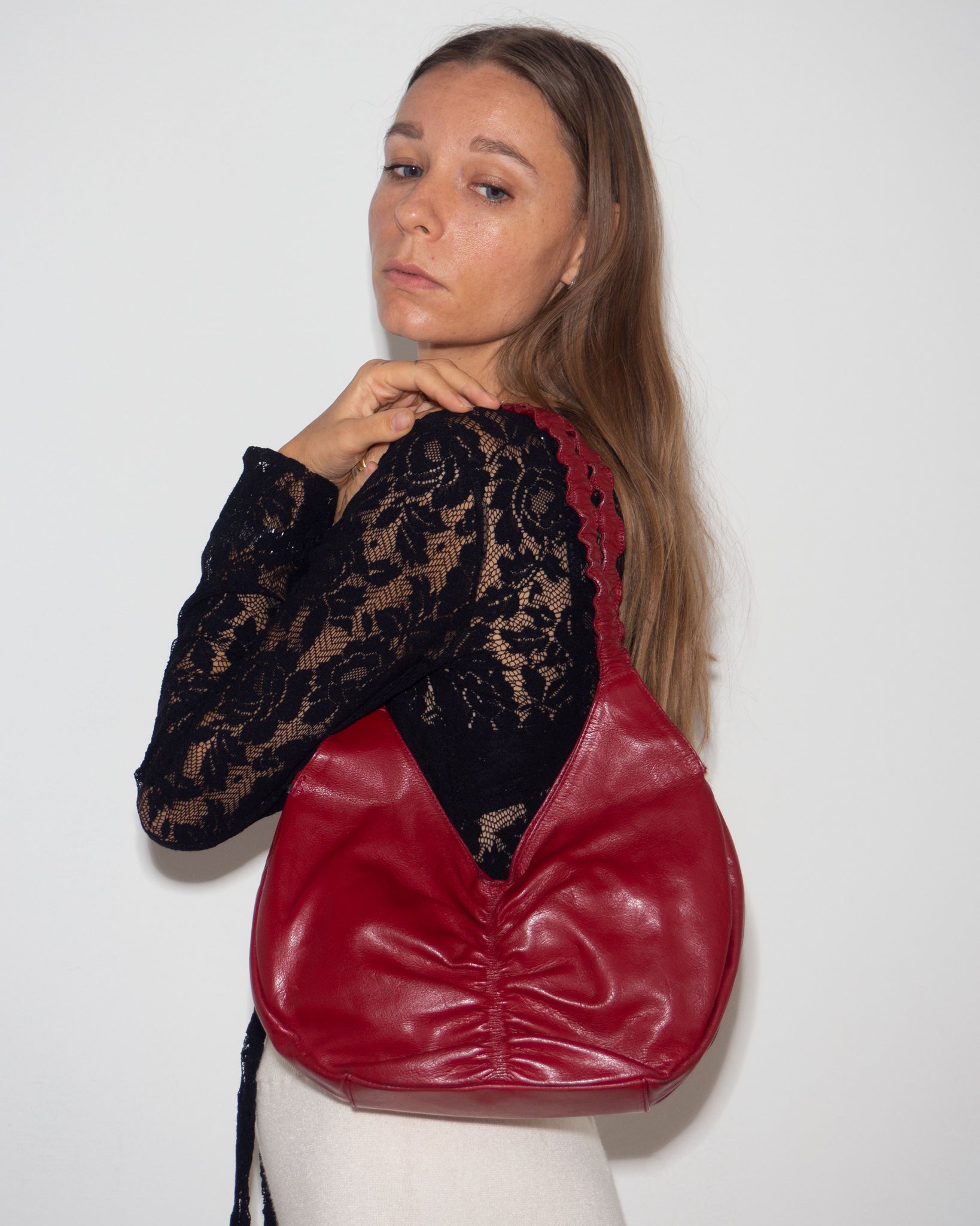 Gathered Leather Bag