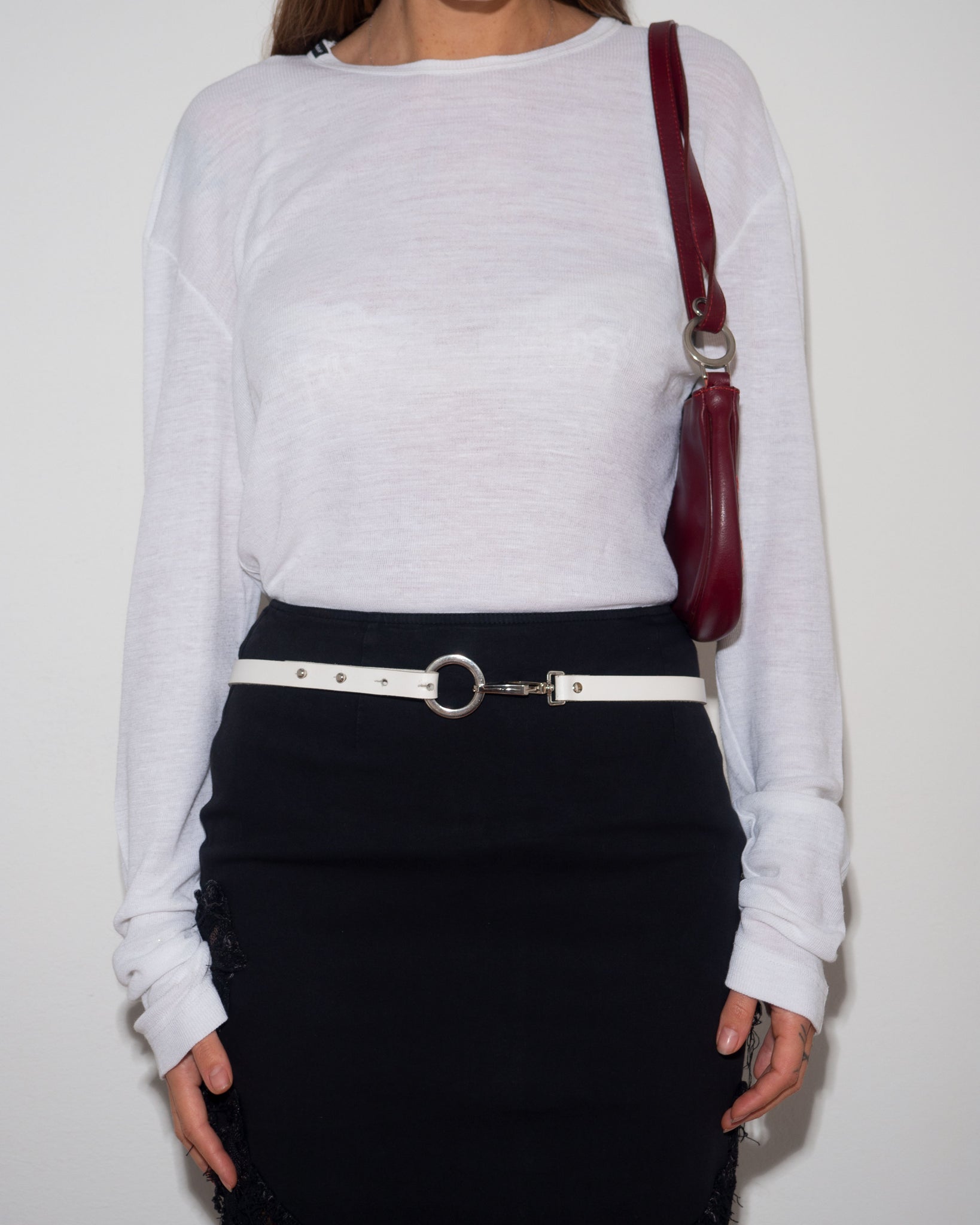 White Leather Belt