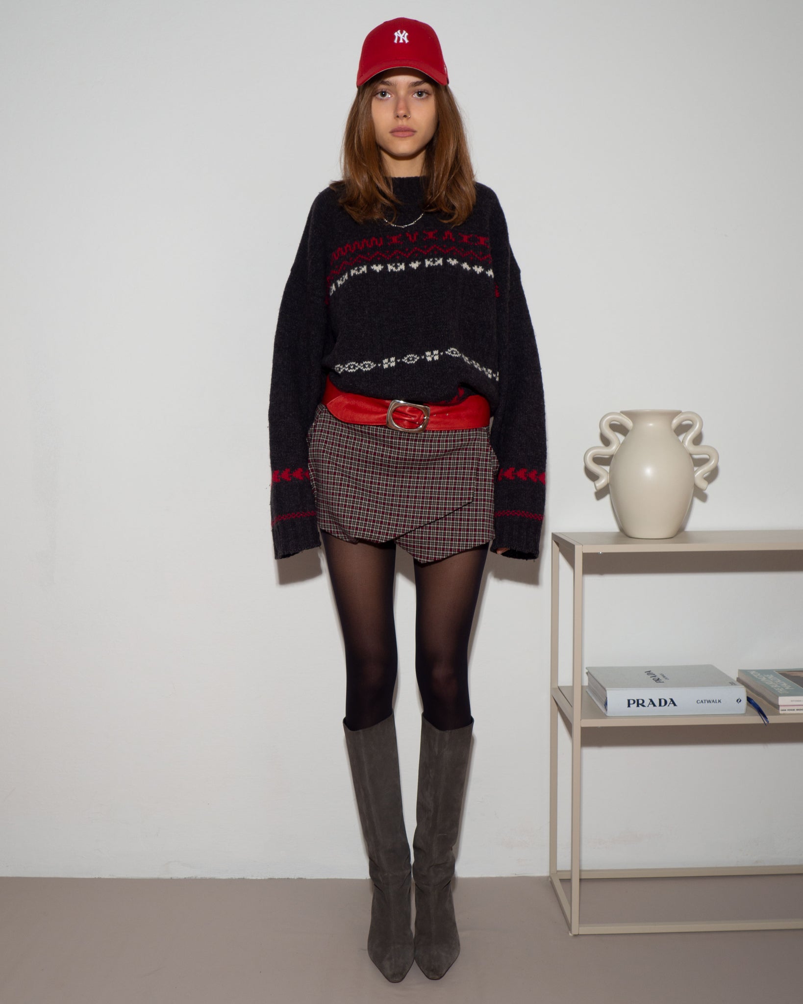 Wool Houndstooth Skorts