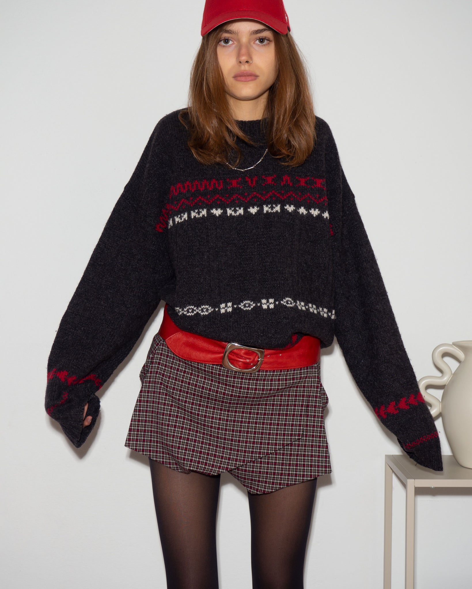 Wool Houndstooth Skorts