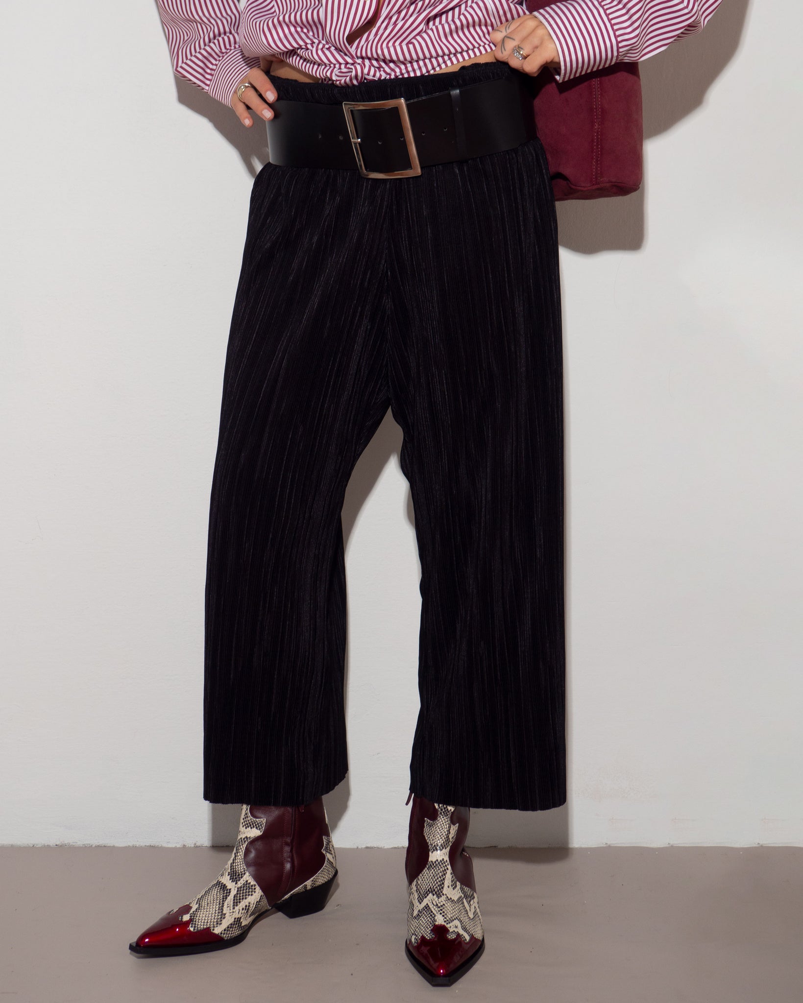 Plissé Black Pants