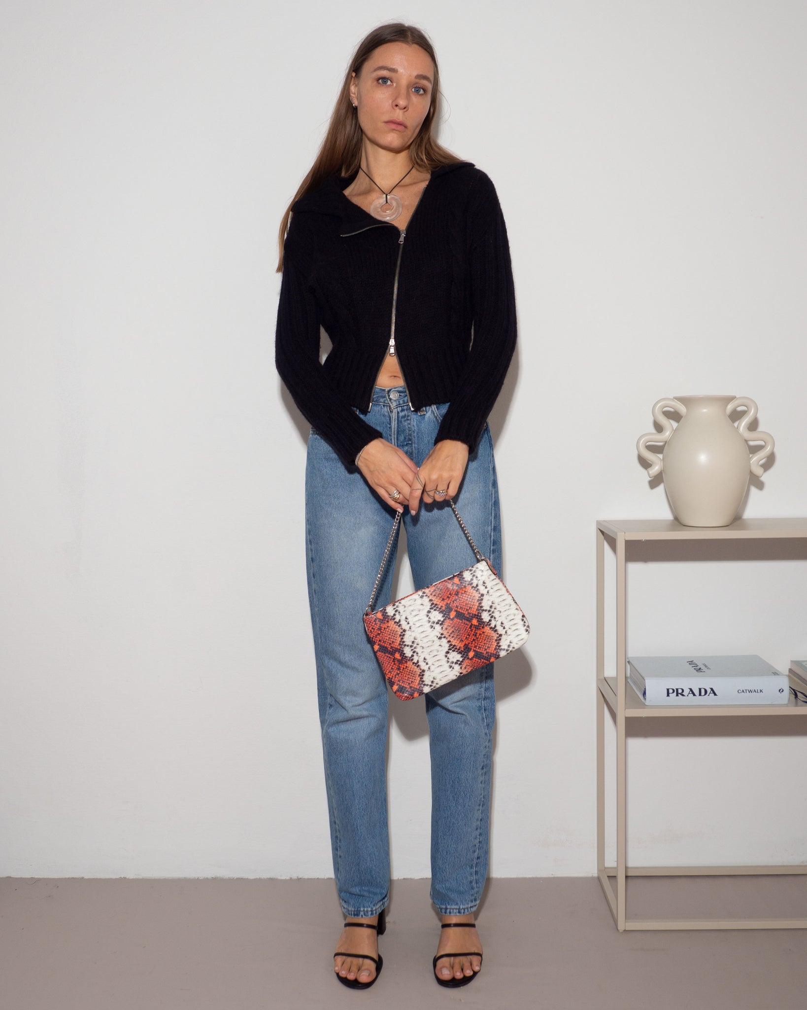 Snake Print Leather Bag