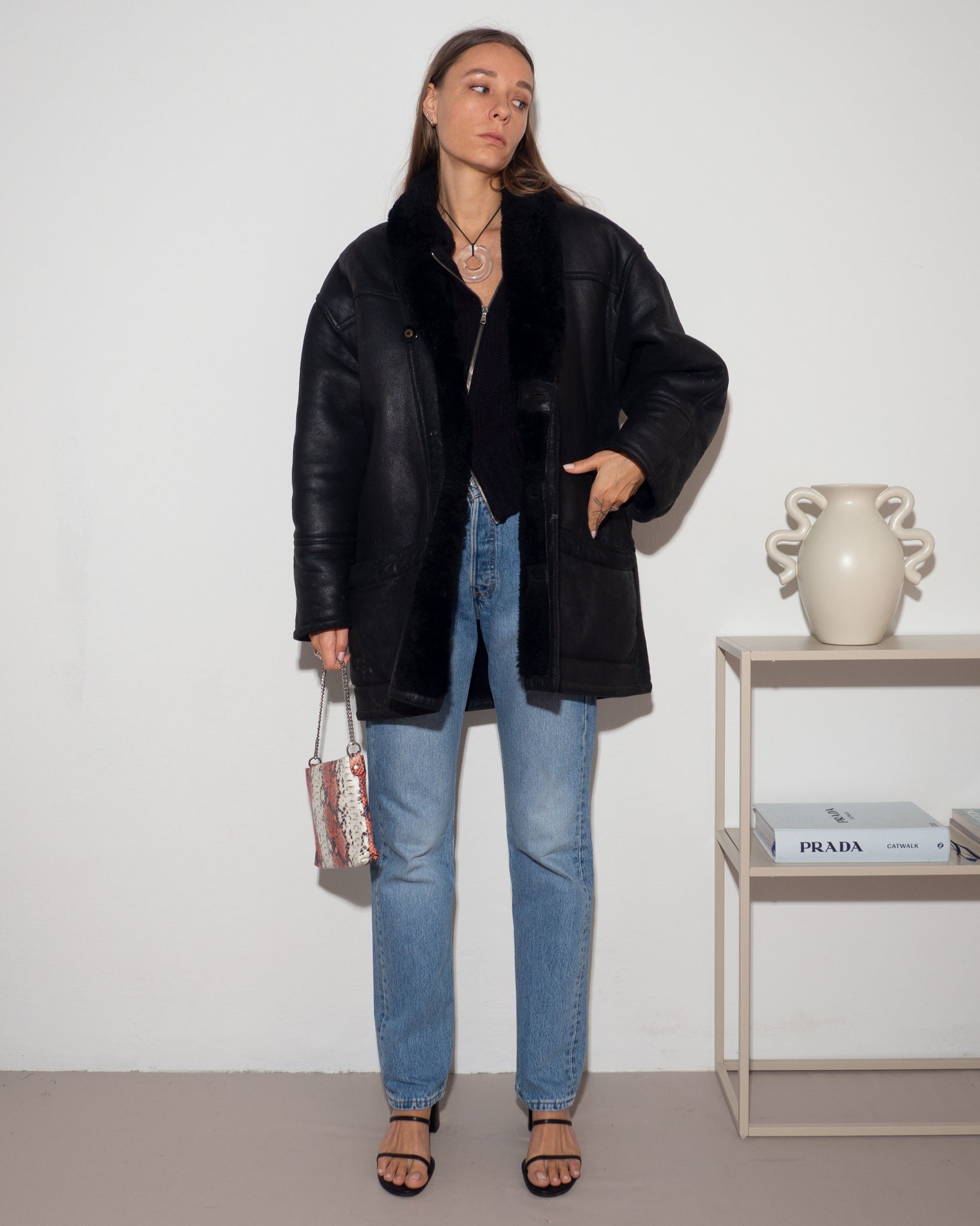 Black Shearling Coat