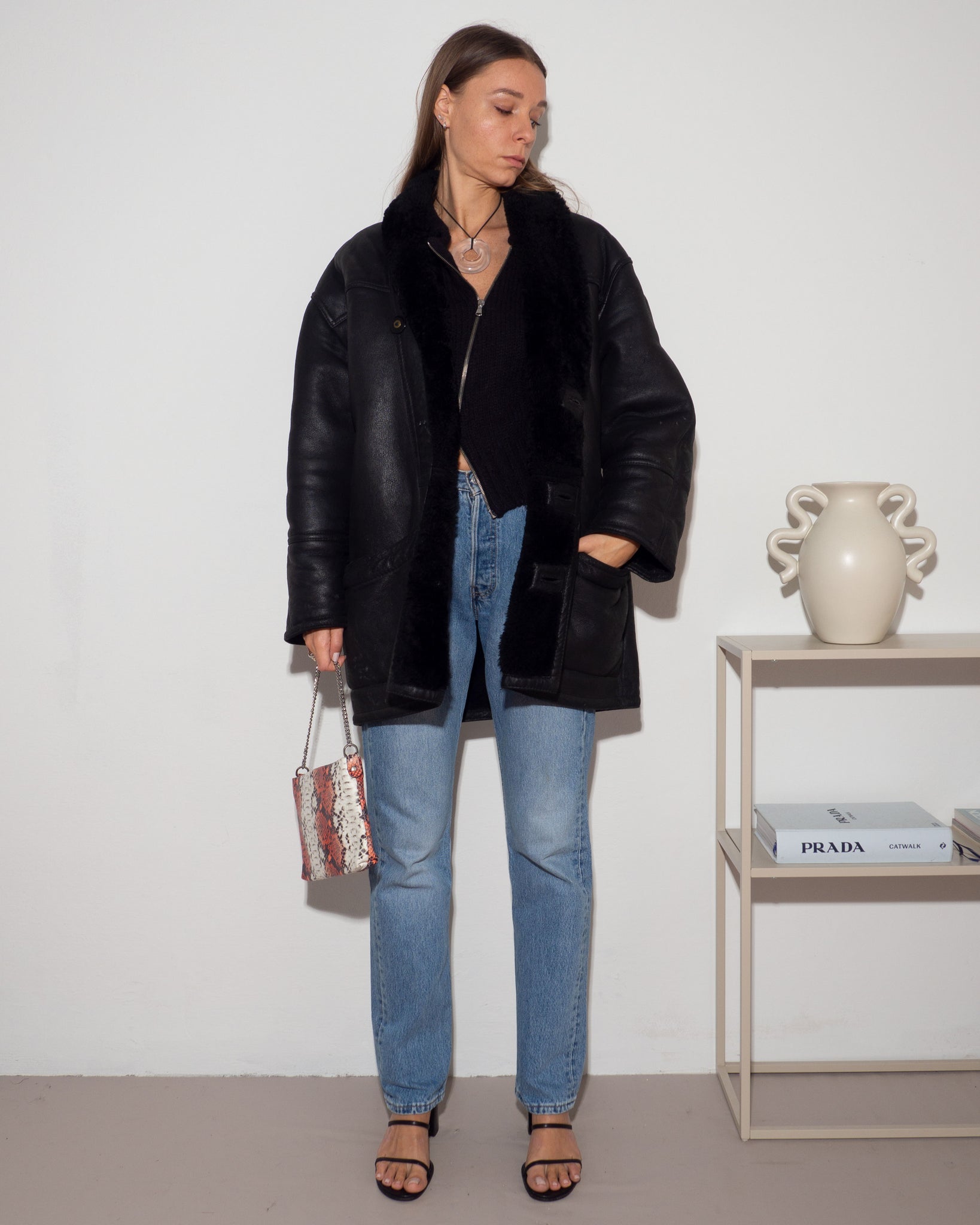 Black Shearling Coat