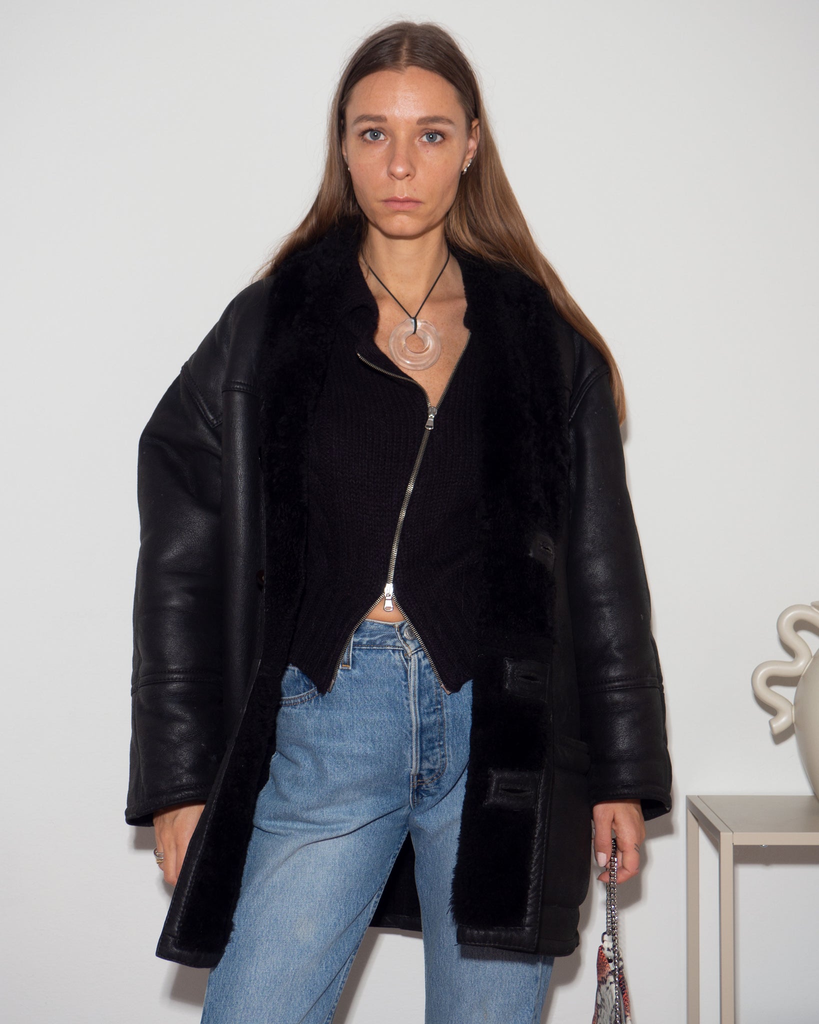 Black Shearling Coat