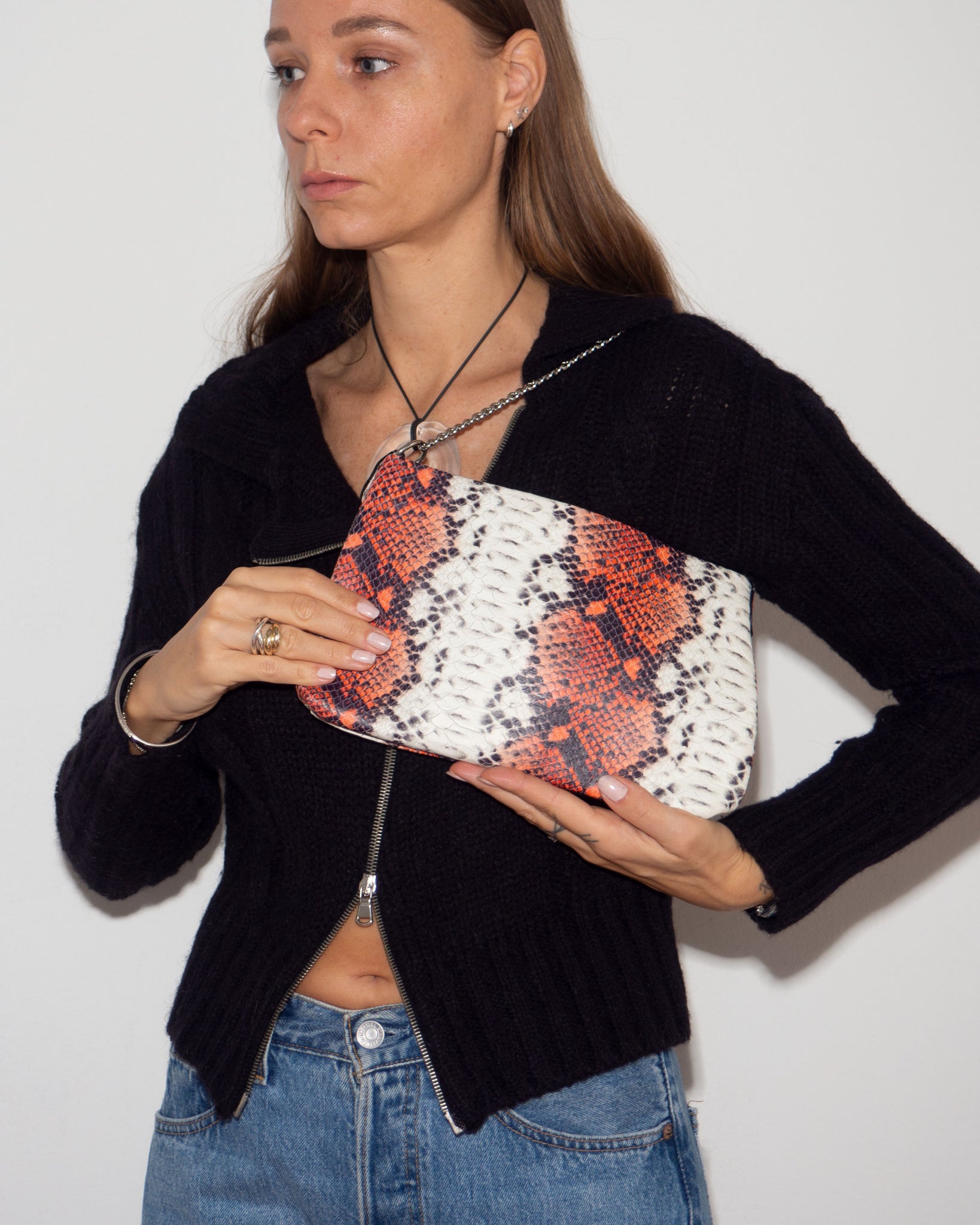 Snake Print Leather Bag