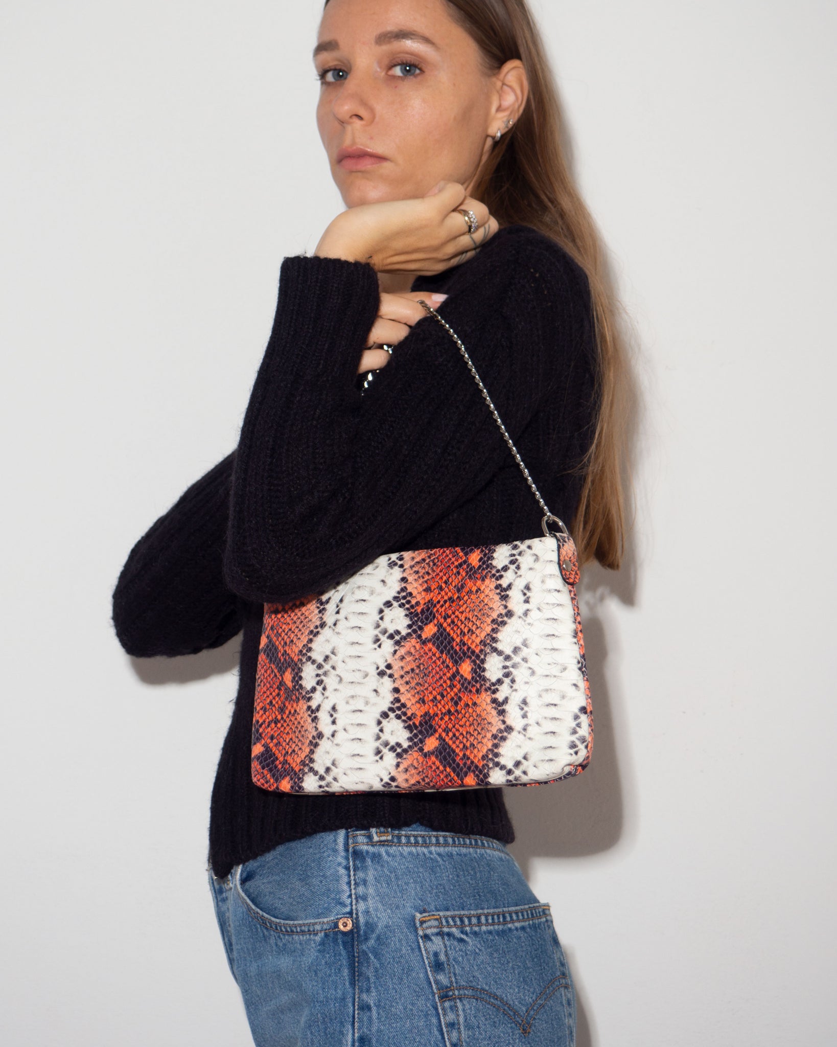 Snake Print Leather Bag