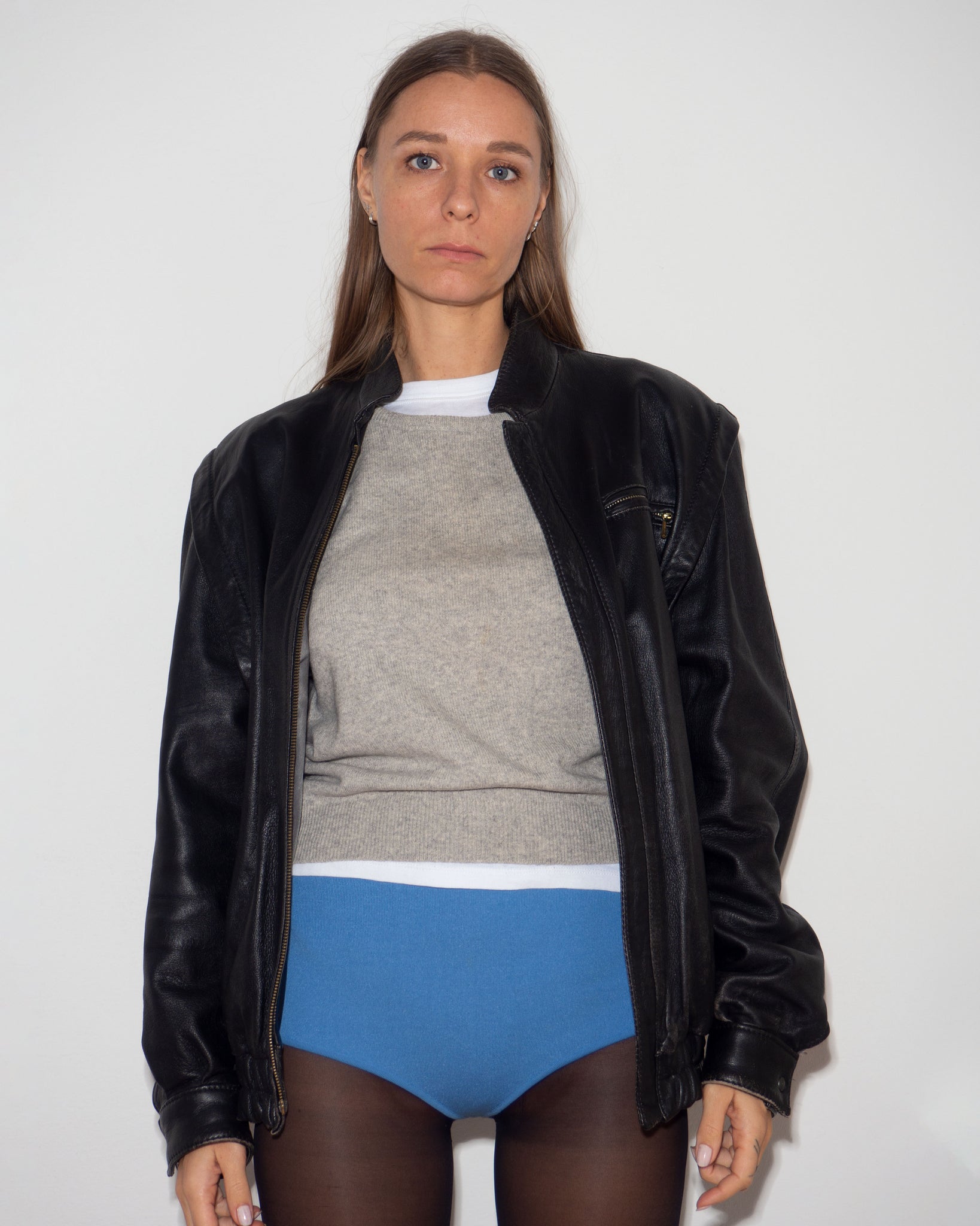 Black Leather Bomber