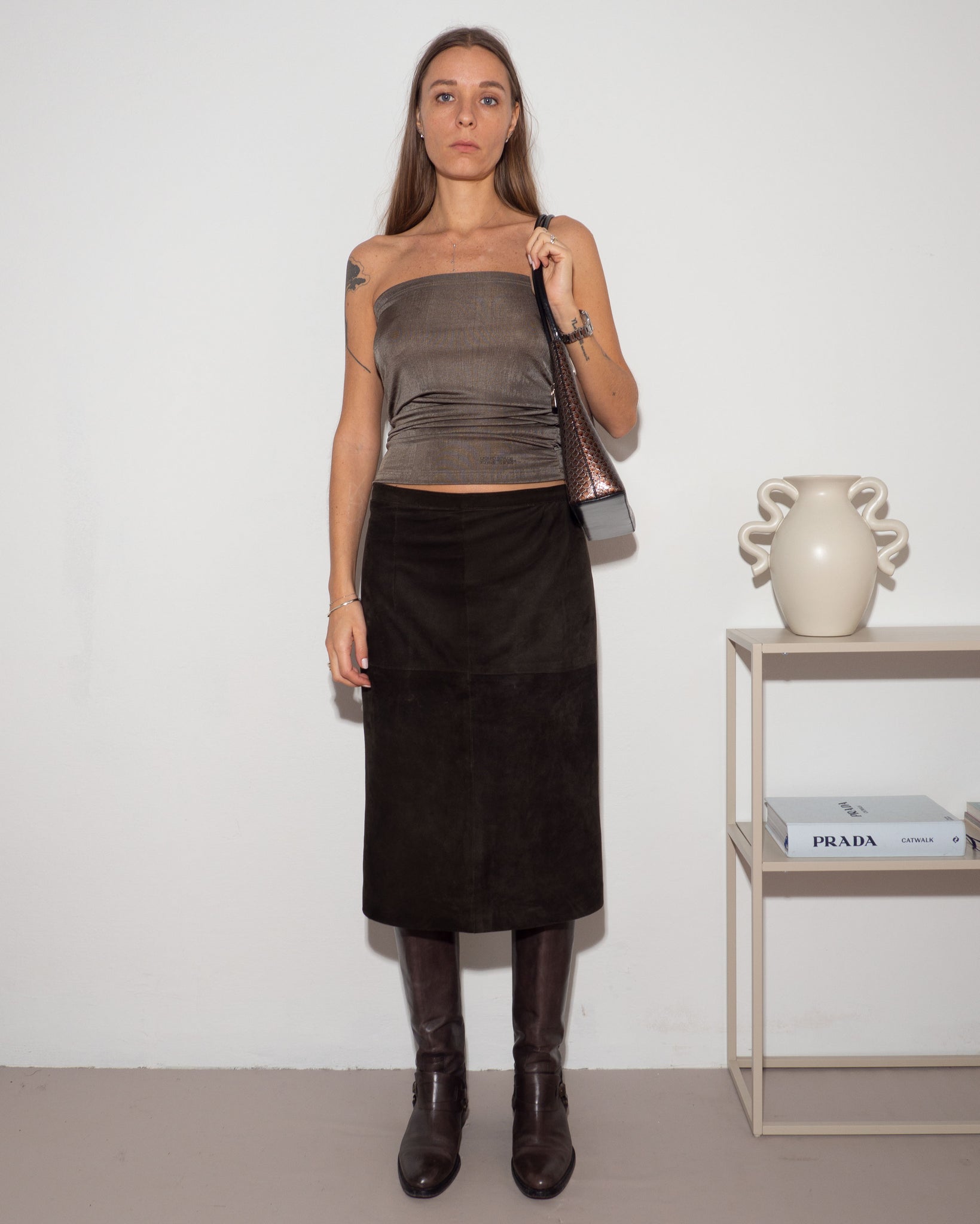 Suede Midi Skirt