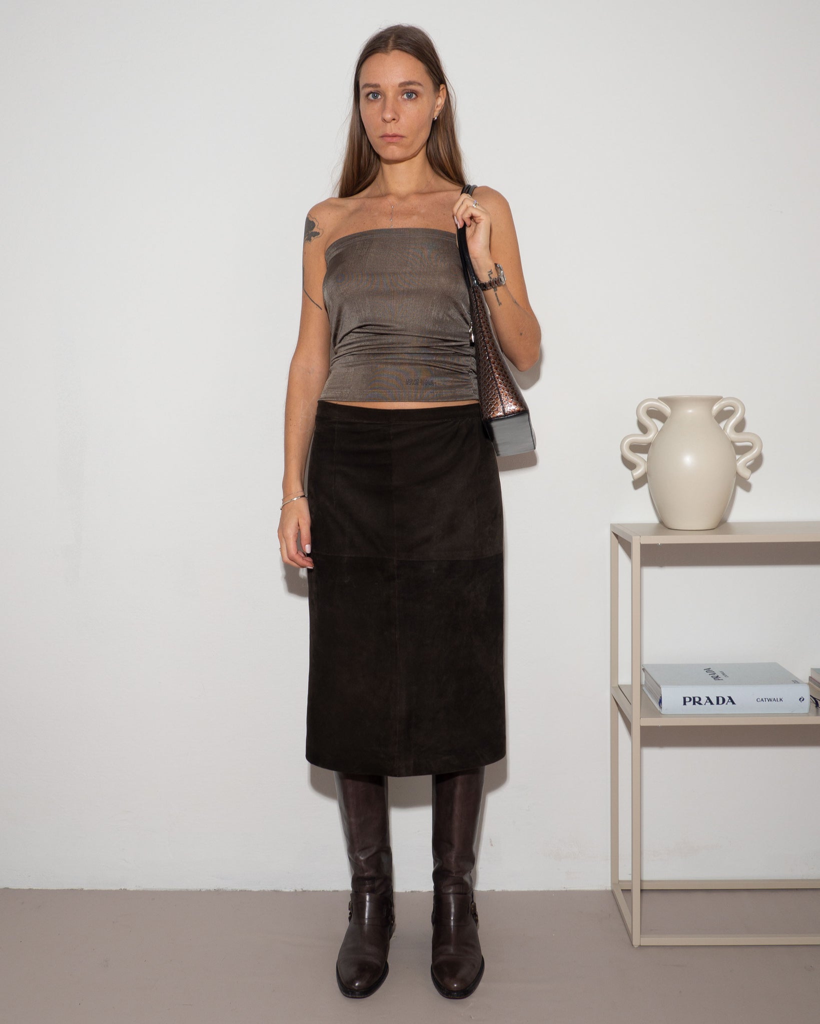 Suede Midi Skirt