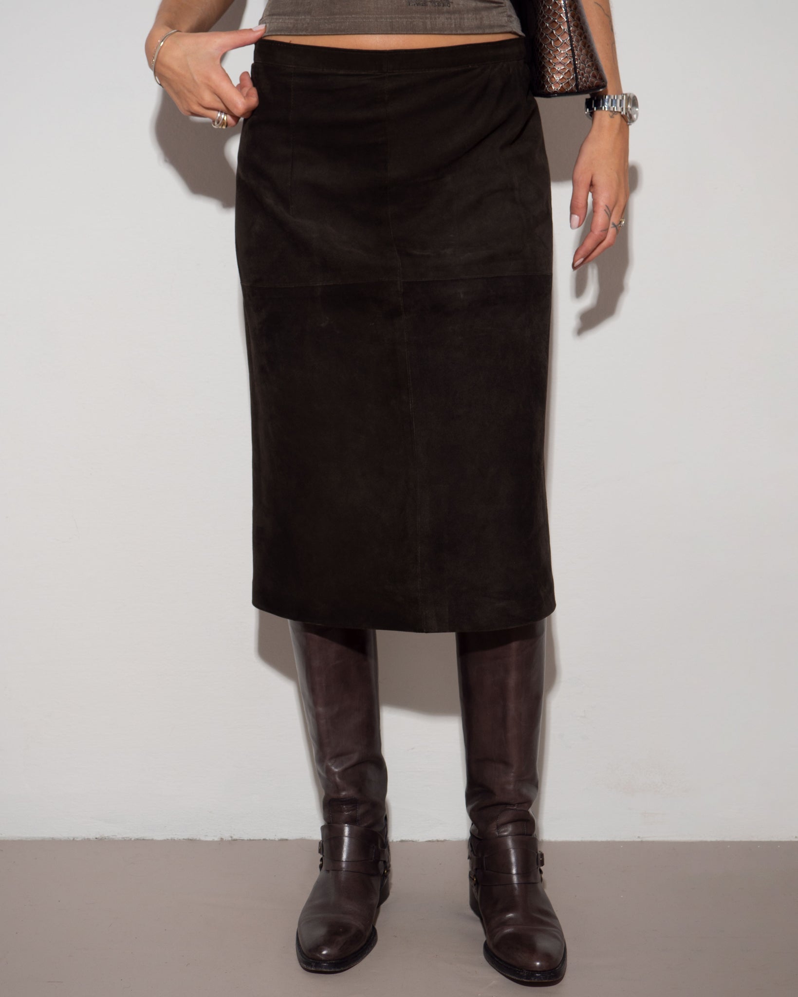 Suede Midi Skirt