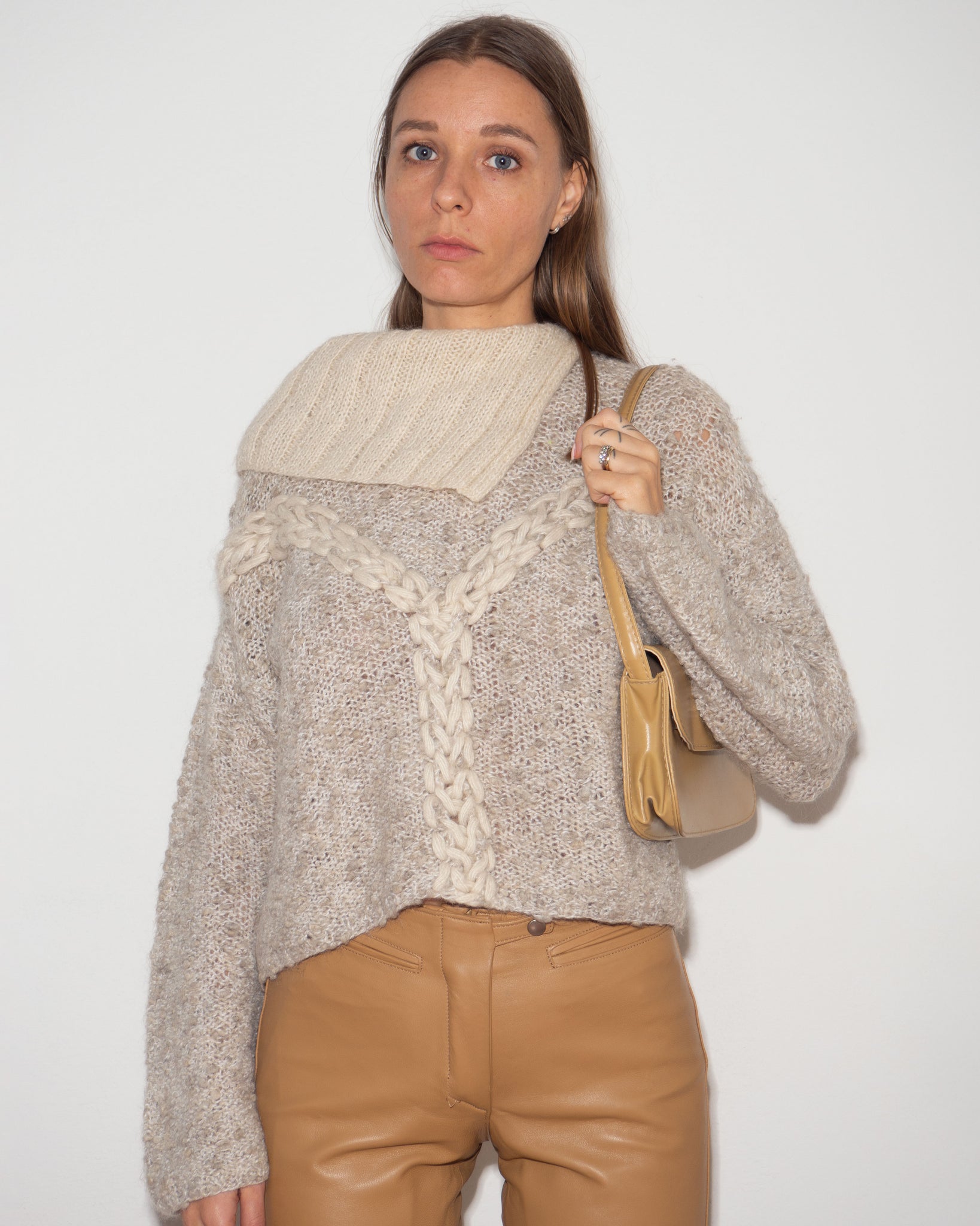 Asymmetric Beige Knit
