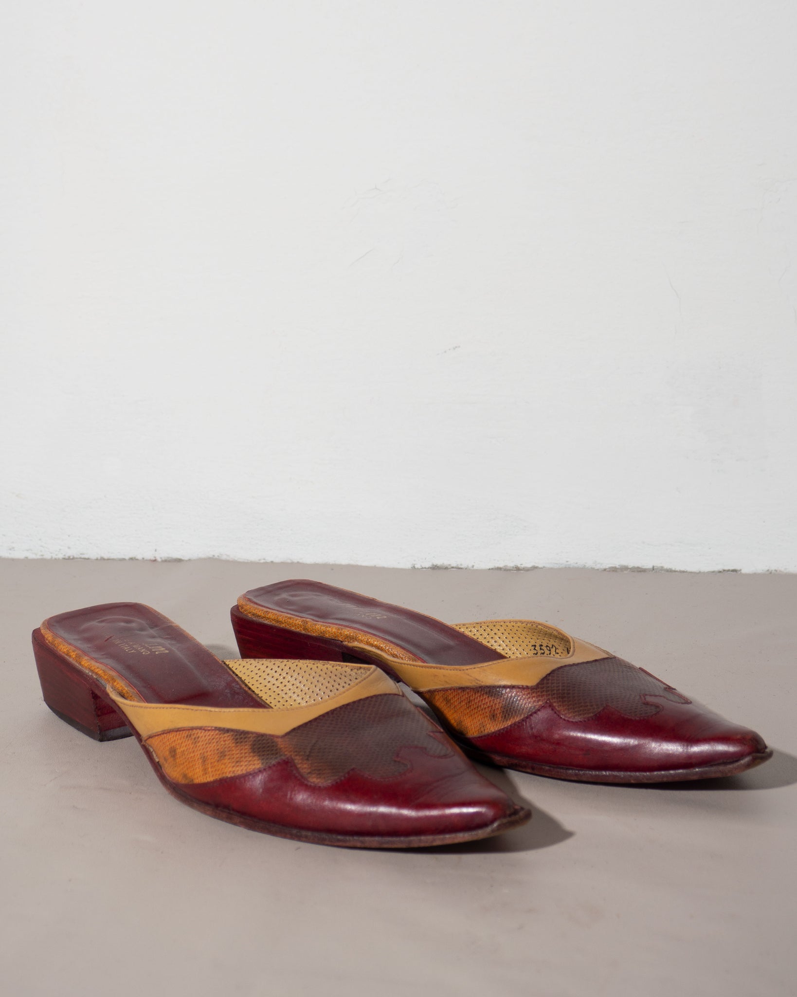 Burgundy Western Mules