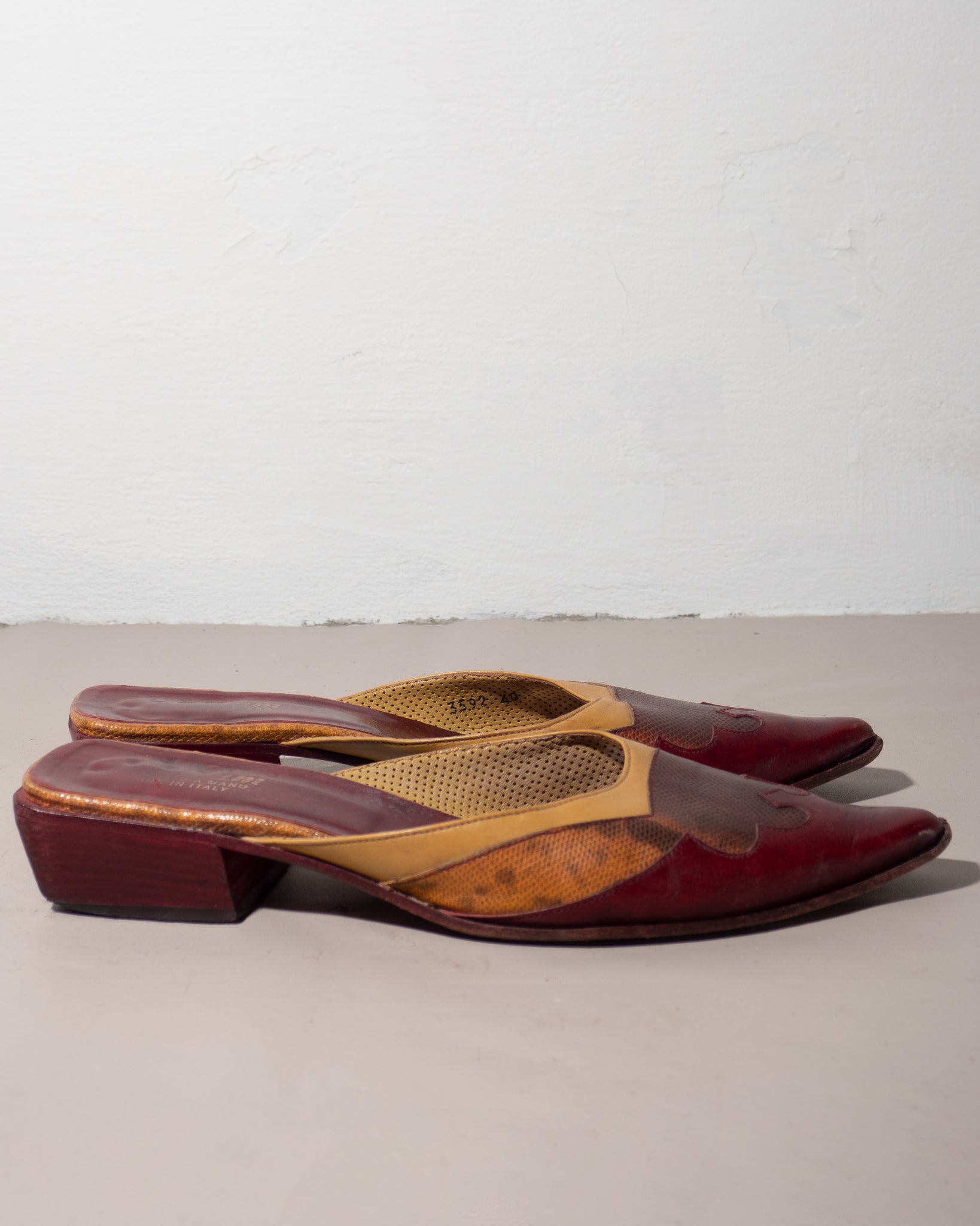 Burgundy Western Mules