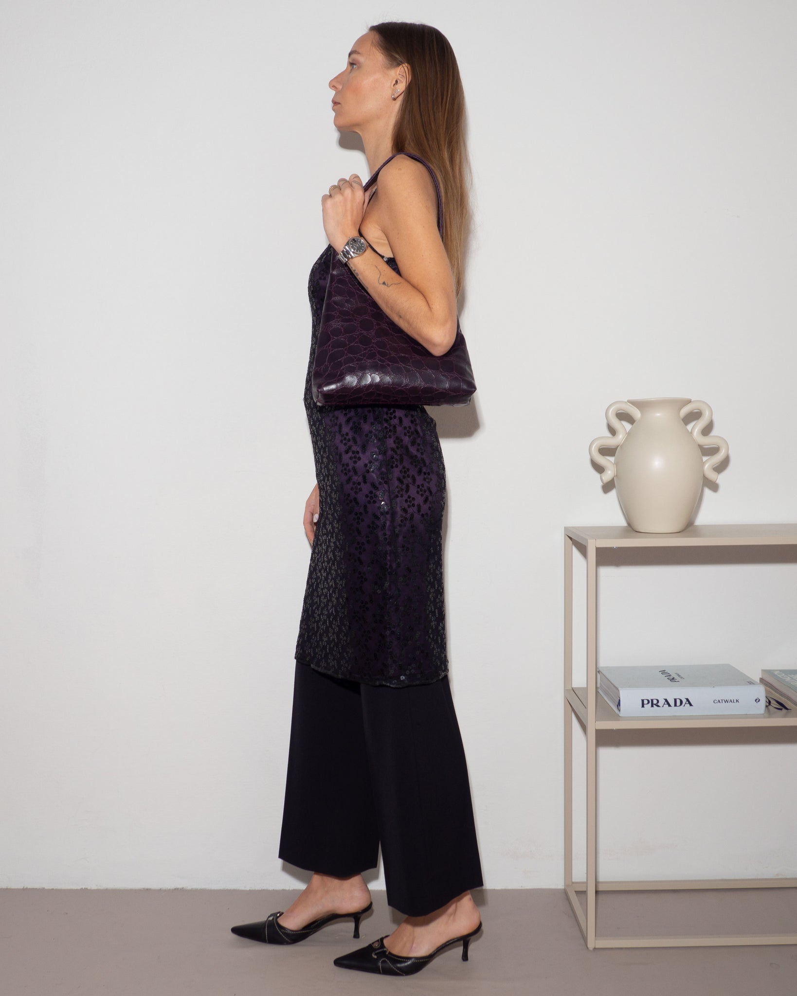 Aubergine Embossed Bag